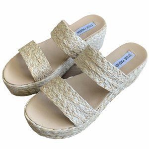 Steve Madden Jolted Wedge Platform Raffia Sandal